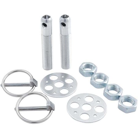Powerhouse 0.5 in. Lightweight Aluminum Hood Pin Kit, Silver PO3637242