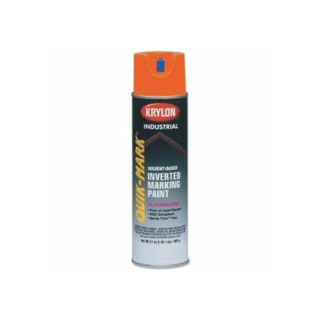 Krylon Industrial Quik-Mark, Solvent-Based Inverted Marking Paint, 17 oz wt, Aerosol Can, Fluorescent Red/Orange, 12PK 425-AT3701007
