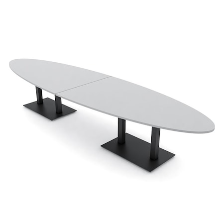 Skutchi Designs Oval Conference Table With Power, 48 in W, 168 in L, Grey HAR-OVL-48X168-DOU.BK-U779-NA