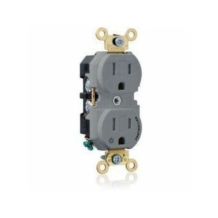 Leviton PlugsandRcptcls, 15A, 125VAC, Gry, Nylon, PK1 5262-1PG