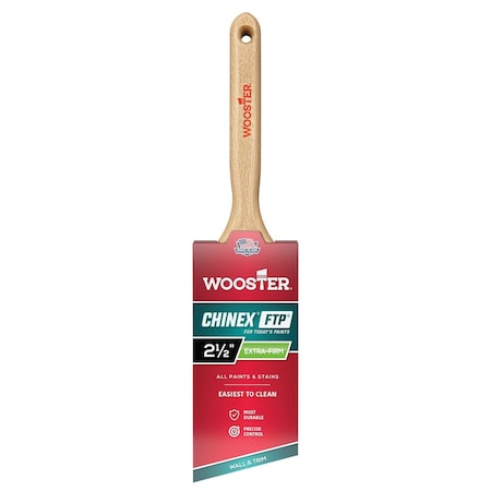 Wooster 2-1/2" Angle Sash Soft, Chinex FTP Bristle, Paint Brush, Wood Handle 4410-2 1/2