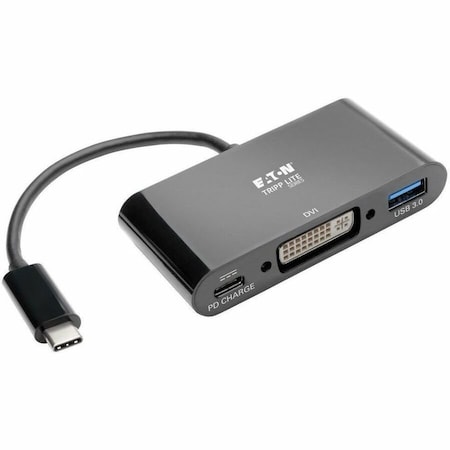 Tripp Lite USB C TO DVI EXTERNAL VIDEO ADAPTER WITH USB-A HUB AND USB-C PD CHARGING PORTS,  U444-06N-DUB-C