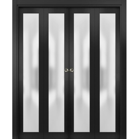 Sartodoors Sliding Closet Double Bi-fold Doors Planum 2102 Black Solid Core Modern Interior PLANUM2102DBF-BLK-96 x 84 (4* 24x84)