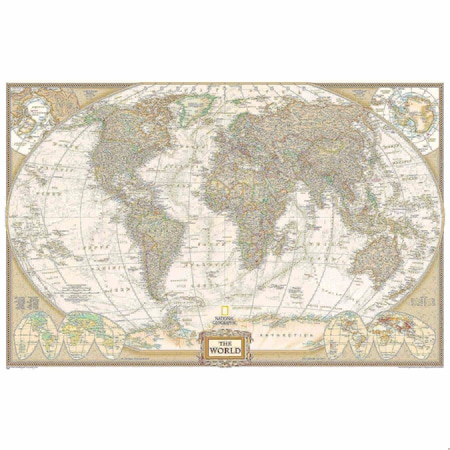 National Geographic World Executive Map, Enlarged and Laminated, 73'' x 48'' RE00622088