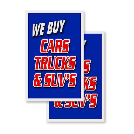 Signmission We Buy Cars Trucks & Suv's, Vinyl Decals Only 24 Inch x 36 Inch, Vinyl Decal, 2PK DSB-2436-2PACK-We Buy Cars Trucks & Suvs