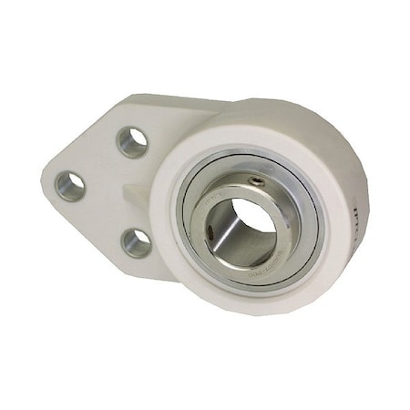 Iptci 3 Holes, Flange Bracket Housing, 3 Bolt Flange Bearing, Radial Ball, 5/8 in Dia, PBT Plastic, Set Screw SUCTFB202-10 IP69K