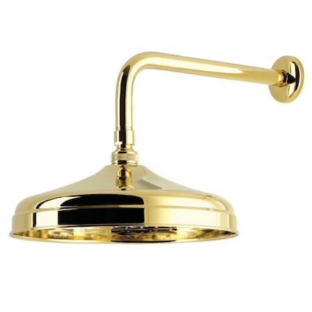 Kingston Brass 10" Round Raindrop Brass Shower Head with 12" Shower Arm, Polished Brass K225K32