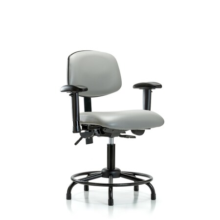 Blue Ridge Ergonomics Desk Chair Desk Chair, RT AA, Glides, Vinyl, Dov, Adjustable Arms, 18" to 23" Height, Vinyl, Dove BR-VDHCH-RT-T0-A1-RG-8567