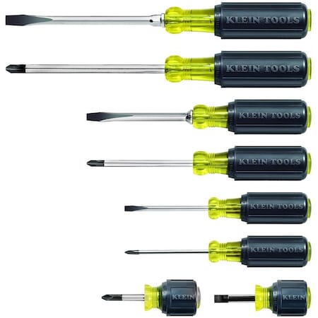 Klein Tools Screwdriver Set, General Purpose, Multi-Application, Ergonomic Grip, Black/Yellow, 8-Piece 85078