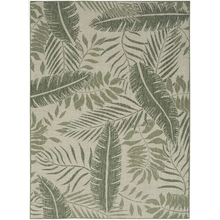 Homeroots 5' X 7' Ivory And Green Palm Leaf Indoor Outdoor Area Rug 552510