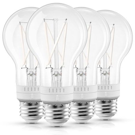 Luxrite Vintage A19 LED Light Bulb 60 Watt Equivalent, 5CCT 2700K 3000K 3500K 4000K 5000K, 4PK LR21680