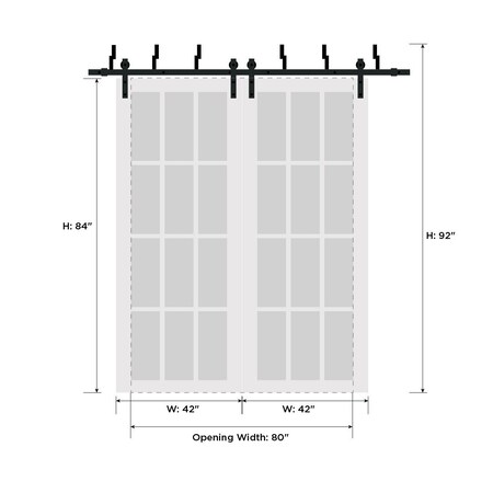Sartodoors Barn Bypass Interior Door, 84" x 84", White QUADRO4115BBB-WS-8484