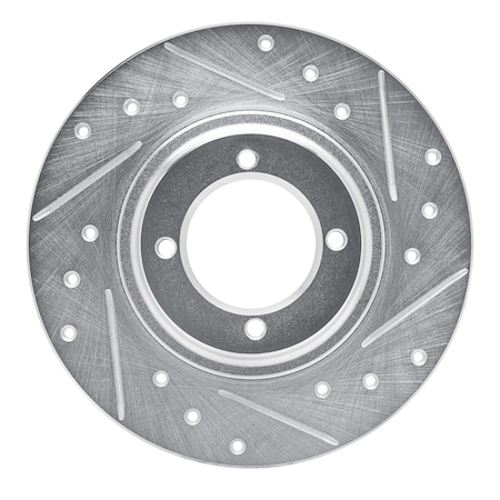 Dynamic Friction Co DFC Brake Rotor - Drilled and Slotted - Silver 631-76004R
