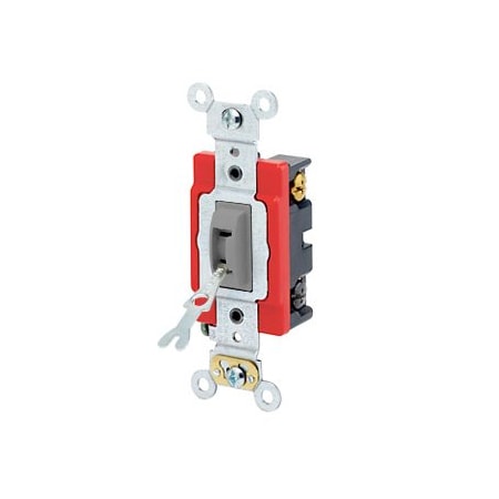 Leviton Locking Toggle Switch, 20 Amp, 120/277 Volt, Gray 1224-2GL