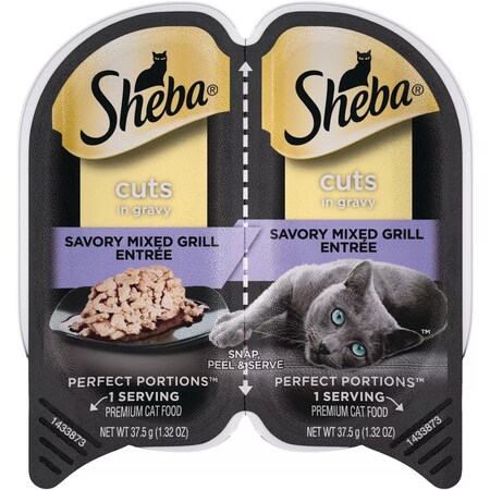 Sheba Perfect Portions Cuts in Gravy 2.6 Oz. Savory Mixed Grill Adult Wet Cat Food 798534