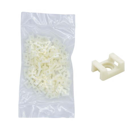 Cable Ties Unlimited Cable Tie Saddle Mount, Mounting Base, No. 4 Screw, Nylon 6/6, Natural, 100PK CTM4-9C