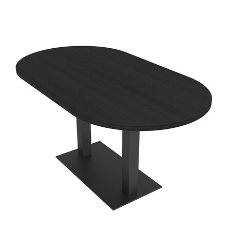 Skutchi Designs Racetrack Conference Table With Power, 36 in W, 72 in L, Black HAR-RAC-36X72-DOU.BK-U999ST19-NA