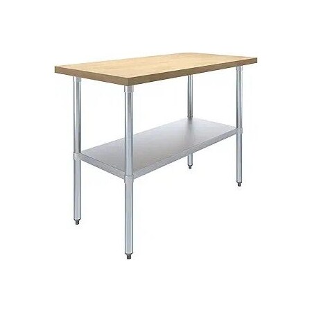 Amgood 24 in. x 48 in. Maple Wood Top Work Table with Adjustable Undershelf MWWT-2448-Z