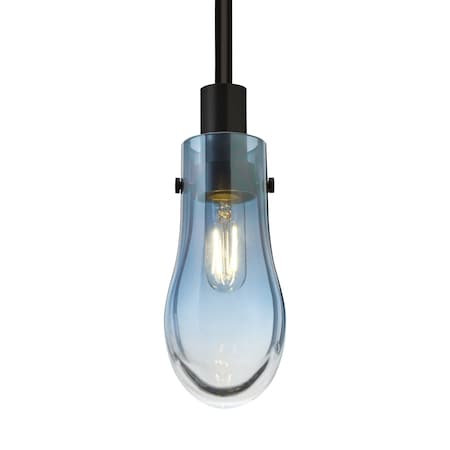 Besa Lighting Wish Stem Pendant, Blue/Clear, Black Finish, 1x3W LED Edison 1TT-WISHBL-EDIL-BK