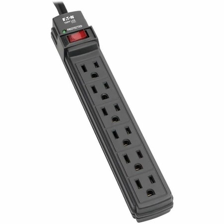 Tripp Lite Power Strip, Surge, 5-15R, 5-15P, 6 ft., Black TLP6B
