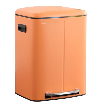 Happimess Marco Rectangular 10.6-Gallon Double Bucket Trash Can with Soft-Close Lid, Carrot Cake HPM1005K