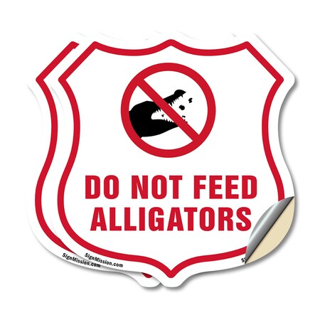 Signmission Alligator Warning Shield Sign Do Not Fee, 6 inch X 6 inch, Vinyl Decal, 2PK SHI-D-2PACK-6-355