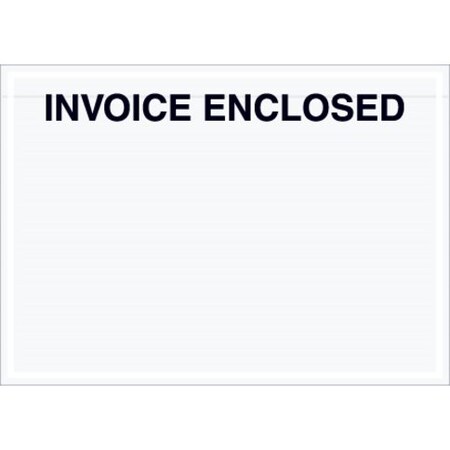 Box Packaging Panel Face Envelopes, "Invoice Enclosed" Print, 7"L x 5"W, Clear, 1000/Pack PL481