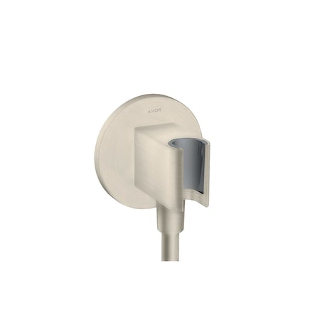 Axor ShowerSolutions Wall Outlet with Handshower Holder, Round in Brushed Nickel 36733821
