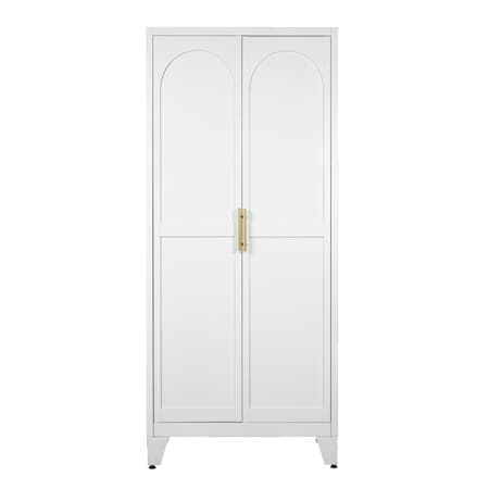 Homeroots 71in White Steel Pantry Or Storage Closet With Arched Panel Doors 683399