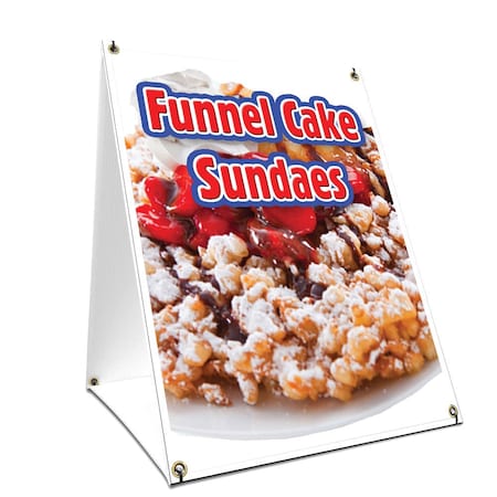 Signmission Funnel Cake Sundaes, 24 Inch x 18 Inch A-frame Yard Sign, Plastic Sign SBC-1824-Funnel Cake Sundaes