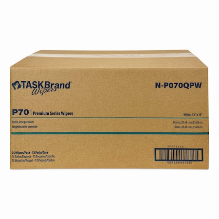 Hospeco TASKBrand P70 Series Premium Wiper, 11 x 13, Unscented, 75 Wipes, 12PK NP070QPW