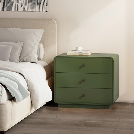 Manhattan Comfort Liora Contemporary 28" Solid Wood Nightstand in Green (3-Drawer) NS1527-2