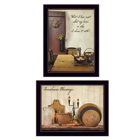 Homeroots Set Of Two What I Love Most Black Framed Print Wall Art, 2PK 405878