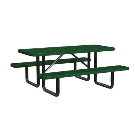 Leisure Craft Picnic Table, Black/Green, Surface Mount, 6 ft L T6XPSM-BLACK GREEN