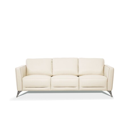 Homeroots 83" Cream Leather Sofa With Black Legs 491286