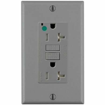 Leviton SmartlockPro GFCI 20A HG/TR/PI Gray GFTR2-HFG