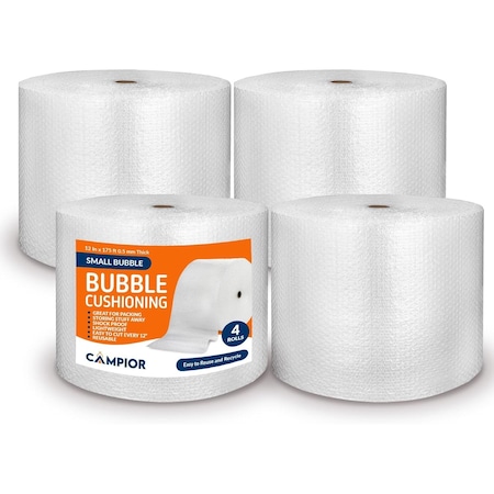 Campior Small Bubble Cushioning Wrap, 175 Ft, Perforated Every 12in, for Moving and Shipping, 4PK CMPBW44
