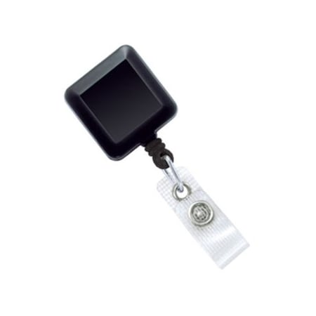 Brady Square Opaque Clip-On Badge Reel - Plastic, Vinyl - 100 / Pack - Black 2120-3821