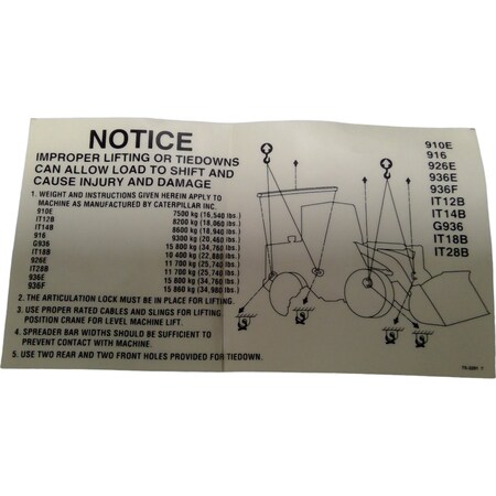 Caterpillar FILM NOTICE, CATERPILLAR OEM 7X3291 7X3291