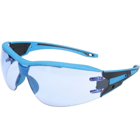 Bouton Optical Metal Detectable Rimless Safety Glasses w/Light Blue Lens and Anti-Scratch/Fogless 3Sixty Coating 250-46-D553