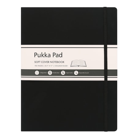 Pukka Pads Pukka Soft Cover Notebook, Lettersize, College Ruled, Black 9942-SIG