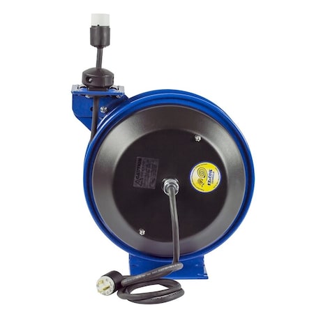 Coxreels Cord Reel With Hand Lamp, Spring Retracted, NEMA 5-20R, 12 AWG, Blue Reel Color, 50 ft Length EZ-PC13-5012-A