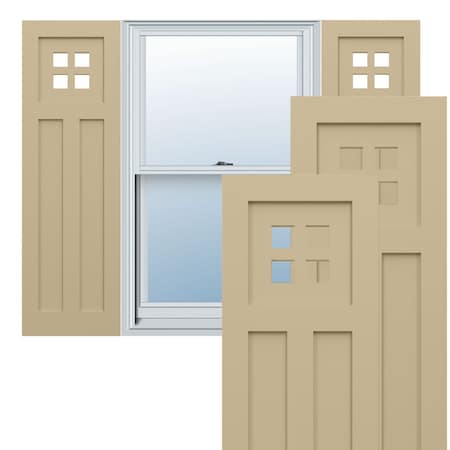 Ekena Millwork True Fit PVC San Antonio Mission Style Fixed Mount Shutters, Natural Twine, 12W x 73H, PR TFP001ST12X073NT