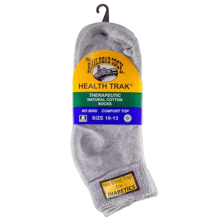 Railroad Sock Mens Therapeutic Quarter Socks, 95% Cotton, 3% Nylon, 2% Elastic, Grey, 6-12 M, 3 PK 992 GY