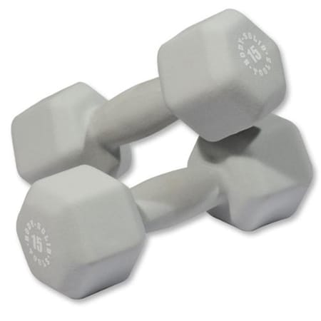 Body-Solid 15 lbs Neoprene Dumbell, Gray - Pair BSTND15PR