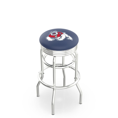 Holland Bar Stool Co 30" Chrome 2-Ring Fresno State Swivel Bar Stool, Accent Ring L7C3C30FresSt