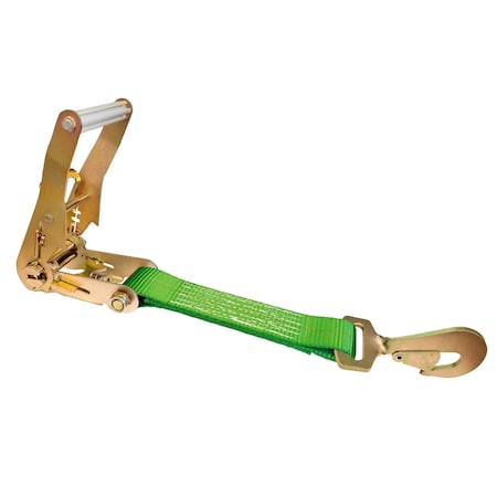 Tie 4 Safe 2'' x 12'' Fixed End w/ Ratchet and Twisted Snap Hook. WLL: 3,333 LBS Green RT04CK-501S-MH01-GR-C-1