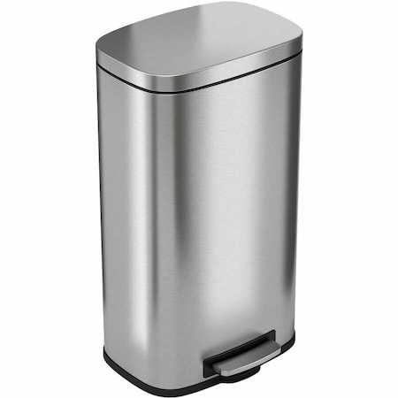Hls Commercial 8 Gallon Step Trash Can, Stainless Steel, Plastic Liner HLSS08R