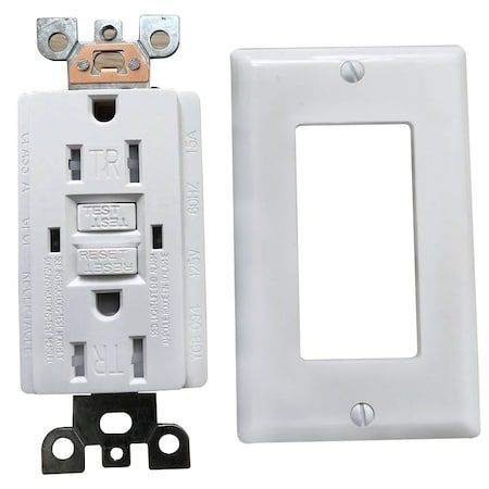 Genmax GFCI Receptacle/Outlet, 15 A, White TR15WST