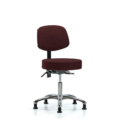 Blue Ridge Ergonomics Desk Stool, Fabric, Bk Chrome, Glides, Bur BR-FDHST-CR-T0-RG-F41